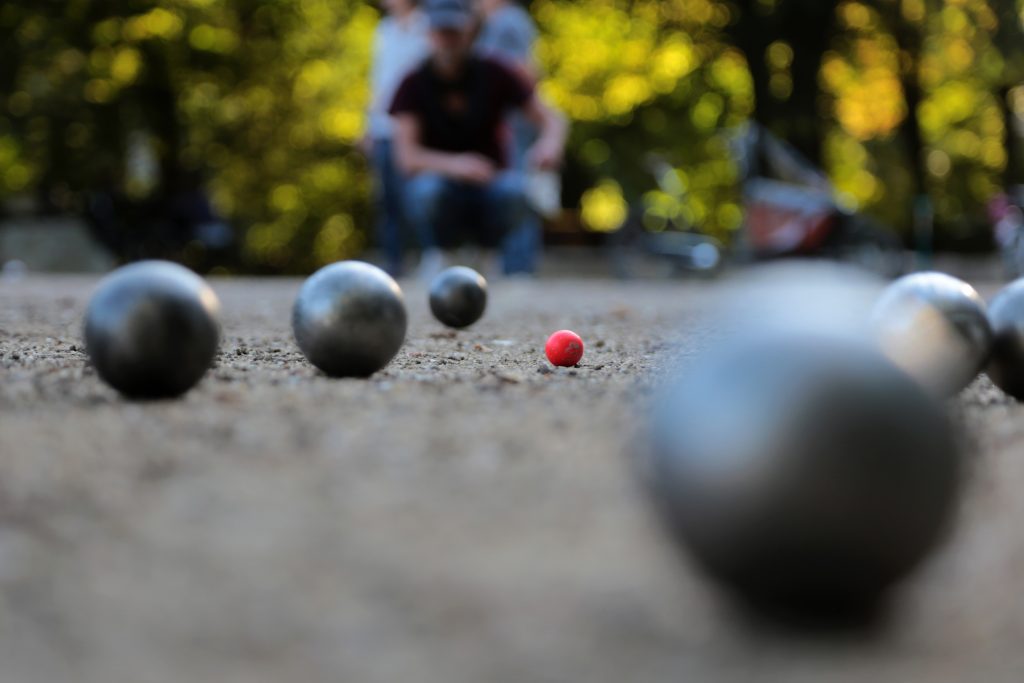 Pentanque balls on the piste